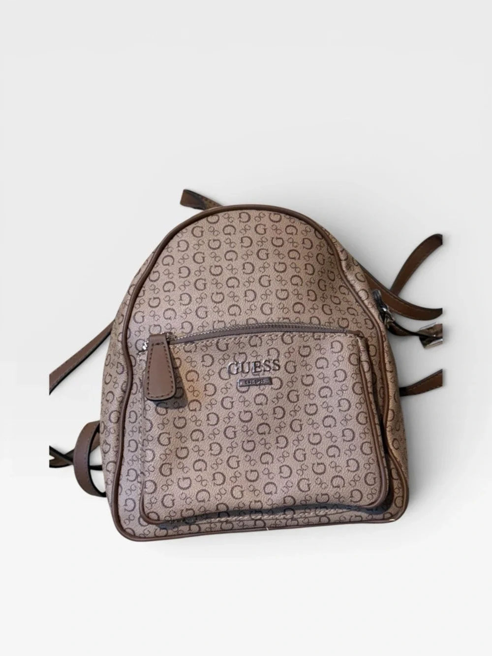 Guess Tan Monogram Mini Backpack